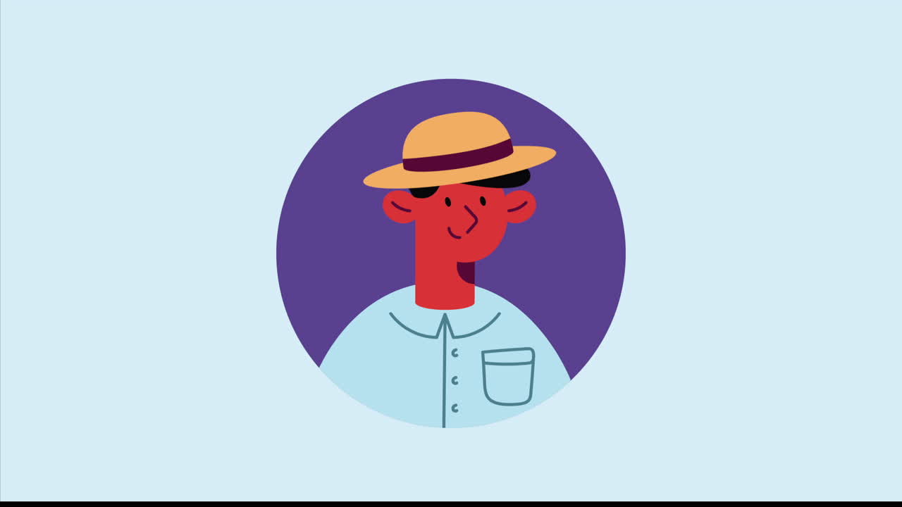 perfil de joven con animación de sombrero