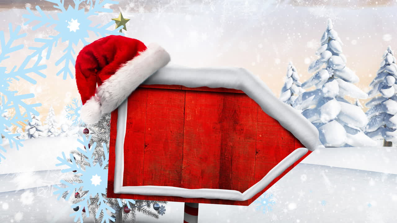 북극 표지판 의 애니메이션 과 겨울 풍경 의 복사 공간