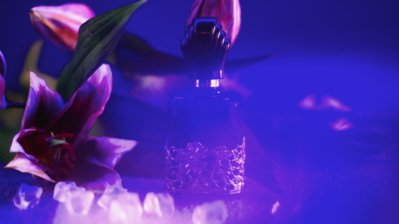 sorprendente efecto de deslumbramiento frente a una misteriosa composición azul y púrpura