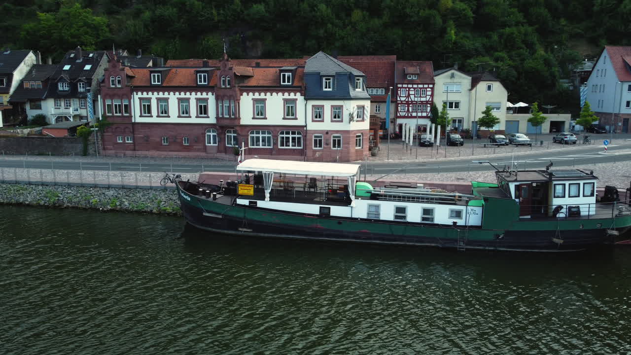 Charming European River Town with Riverboat