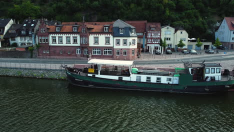 charming european river town with riverboat