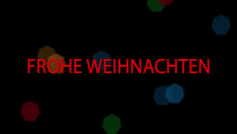 Animation-of-frohe-weihnachten-text-over-lights-on-black-background