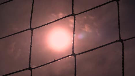 Volleyball-net-on-a-sand-background-close-up