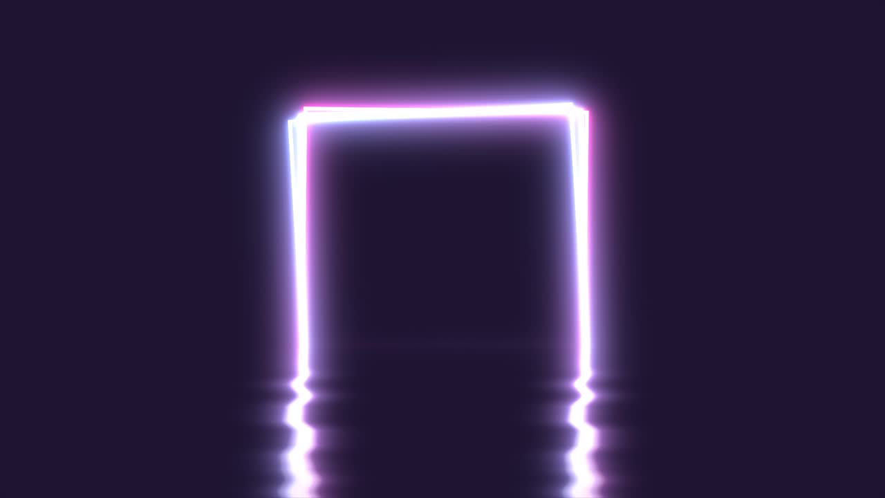 Dynamic Neon Pink and Blue Rectangle Frame with Reflection