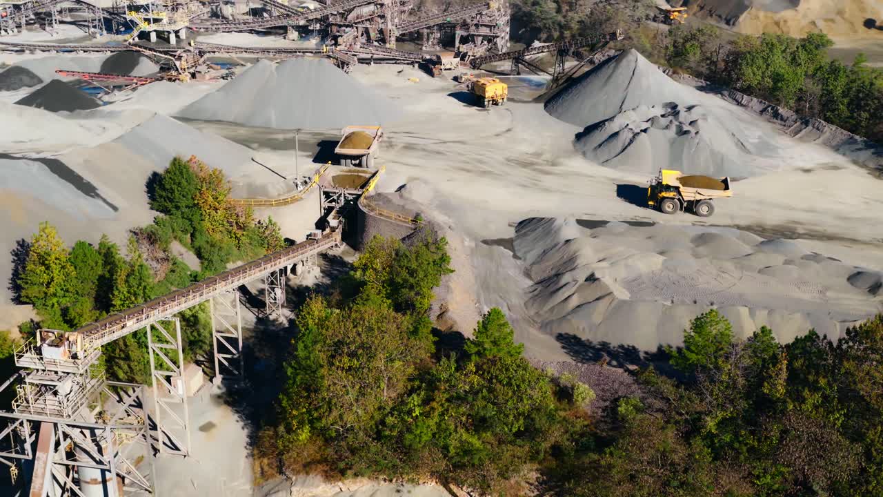 Industrial Quarry Site In Arkansas, USA - Aerial Shot