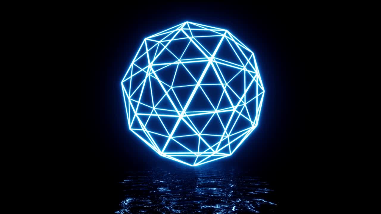 네온 모양은 물에 회전 밤 바다 4k