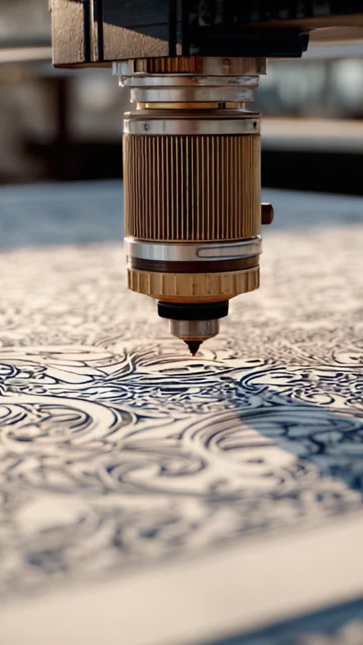 Intricate Design Creation: A Laser Engraver Capturing Detailed Patterns on Material Surfaces Through Precision Technology in This Captivating Video