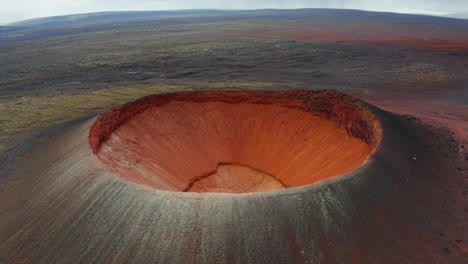aerial view of a volcano crater