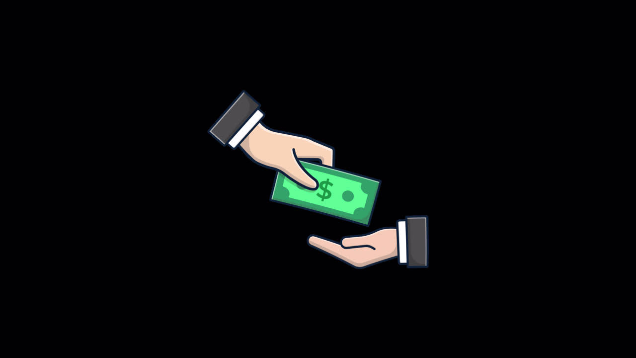 Animeret illustration af hænder, der udveksler en dollarseddel