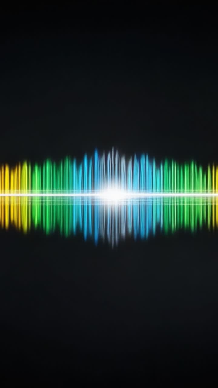 Stunning Visualization of Sound Waves Reflecting in a Dark Background, Featuring Multiple Colors and Fluctuating Patterns That Showcase Audio Frequencies in a Creative Format