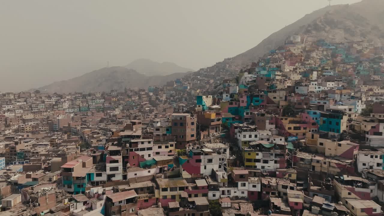 Aerial View of a Densely Populated Hillside in Peru