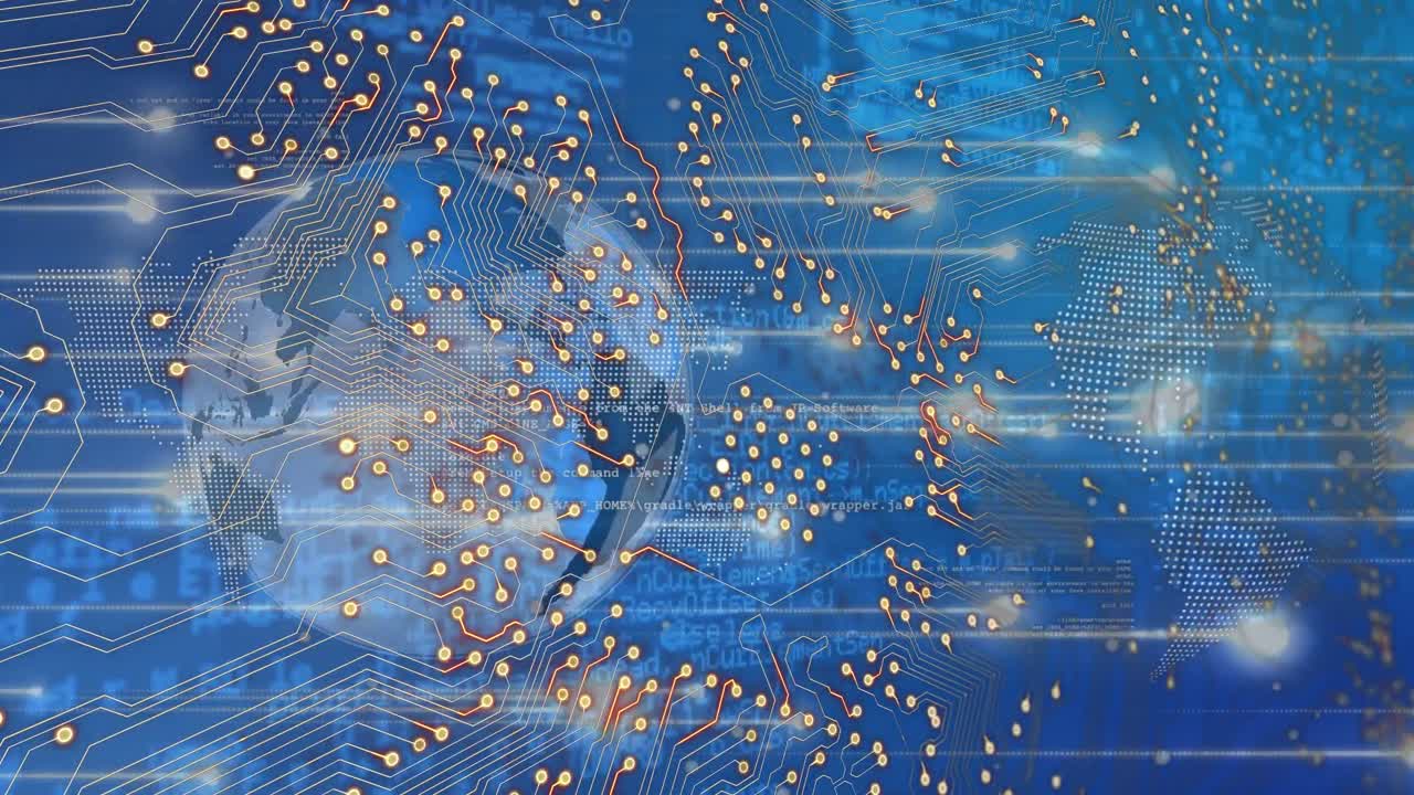 animación del procesamiento de datos en todo el mundo