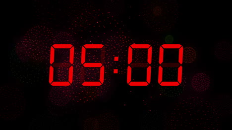 animación de un reloj digital que cuenta hacia abajo hasta la medianoche sobre un fondo negro