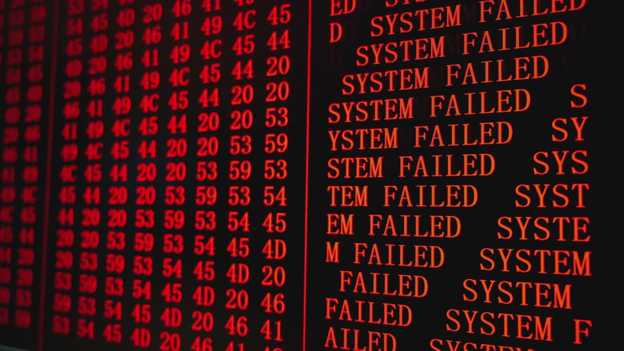 error de programa sistema fallado texto rojo en la pantalla del pc