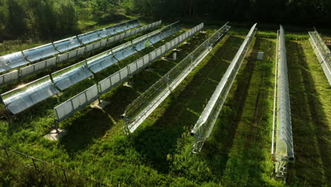 aerial view of parabolic trough, solar thermal collector