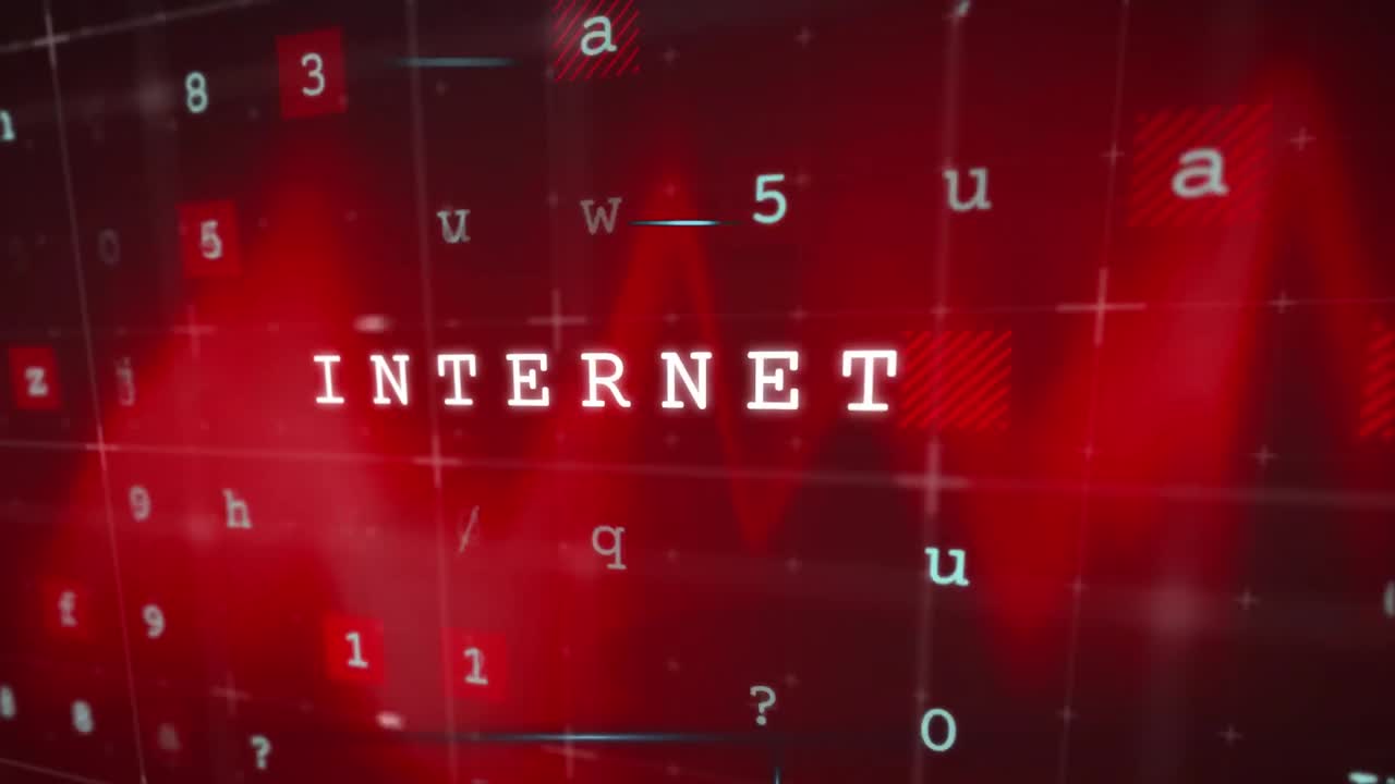 무선 연결, 인터넷 기술 문자, 데이터 및 어두운 배경의 조명