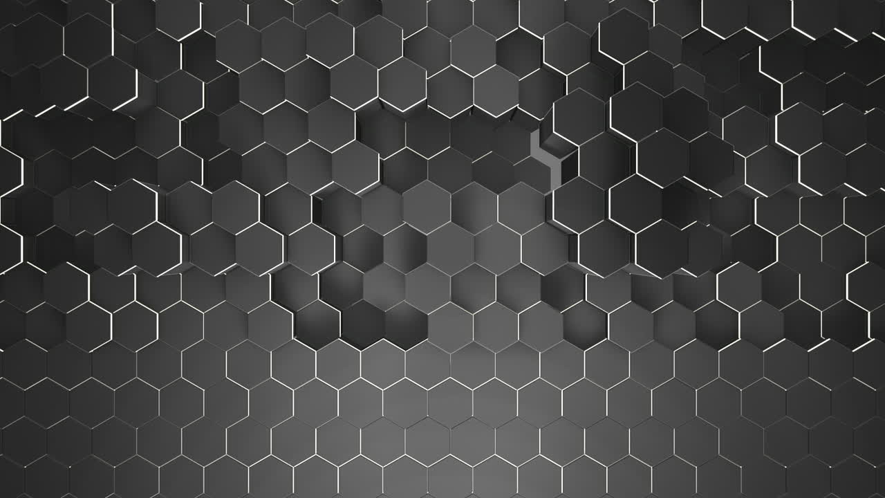 fondo de cuadrícula hexagonal negro oscuro de movimiento 13