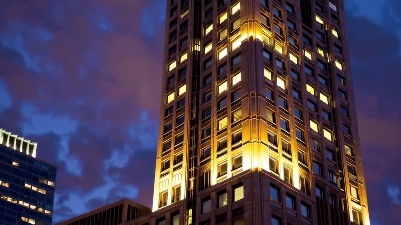 Chicago City Skyline at Night