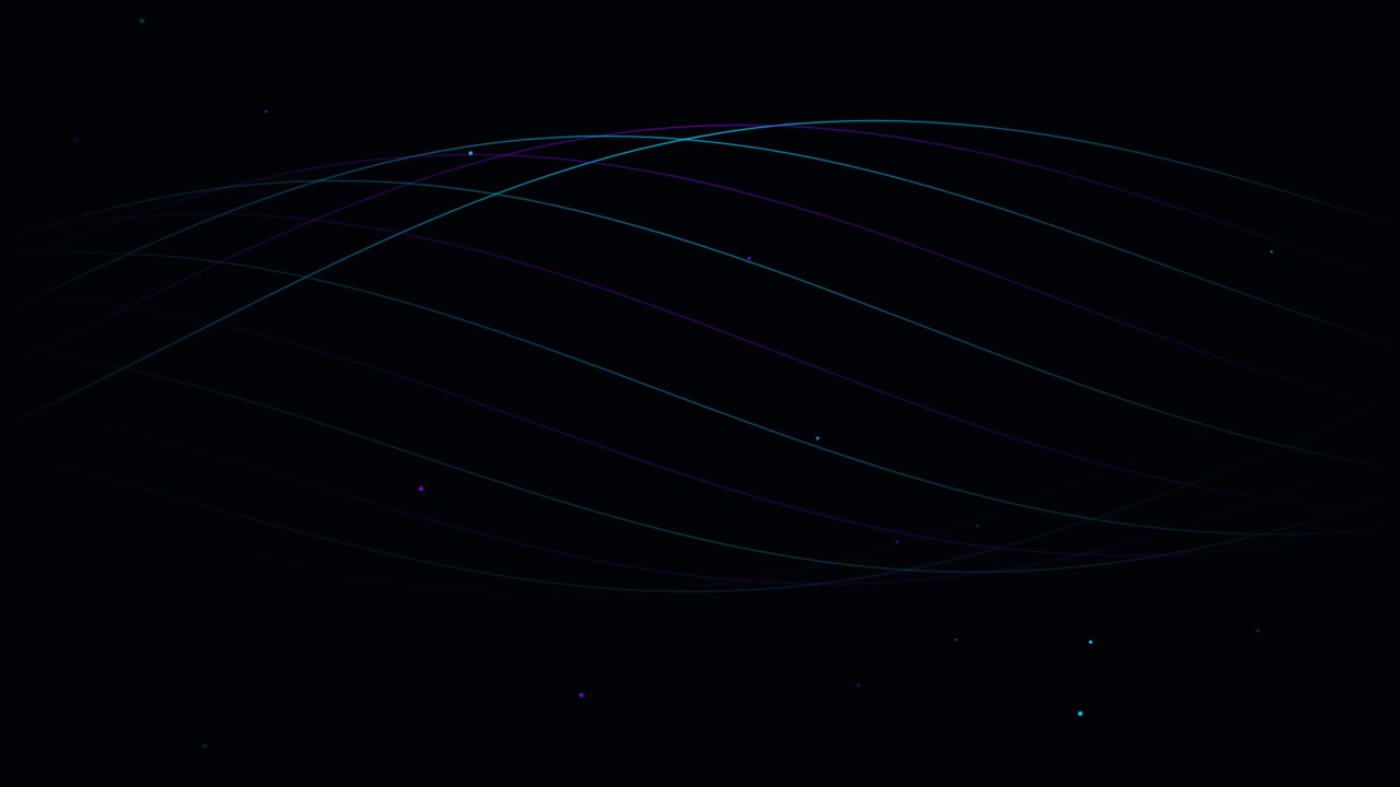 Sfondo animato astratto con linee al neon fluide e particelle