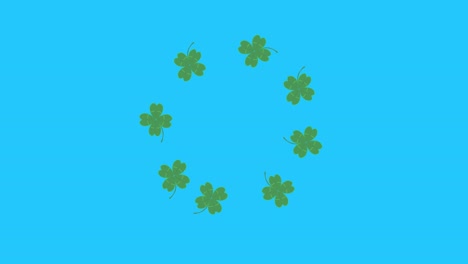 green lucky leaves animation on blue screen chroma key, graphic source elements