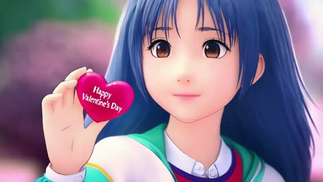 anime chica con el corazón del día de san valentín