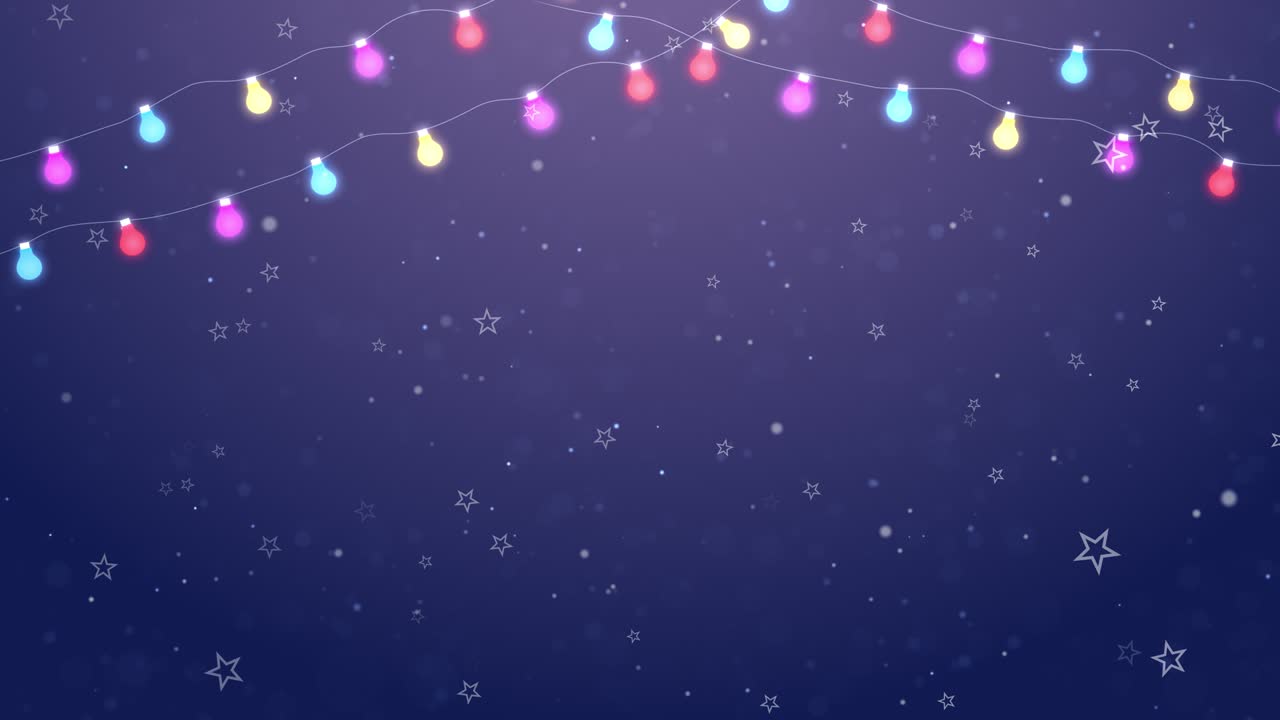 4K Christmas or new year light bulb string with flashing lights 3d Loop background animation.