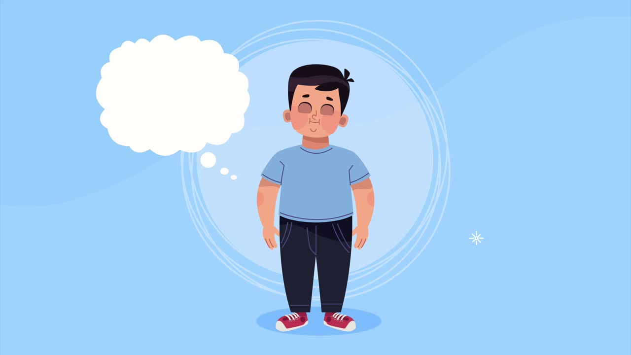 joven de pie animación de personajes