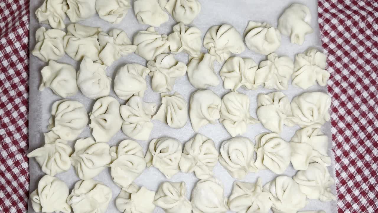 Homemade dough parcels filled with meat