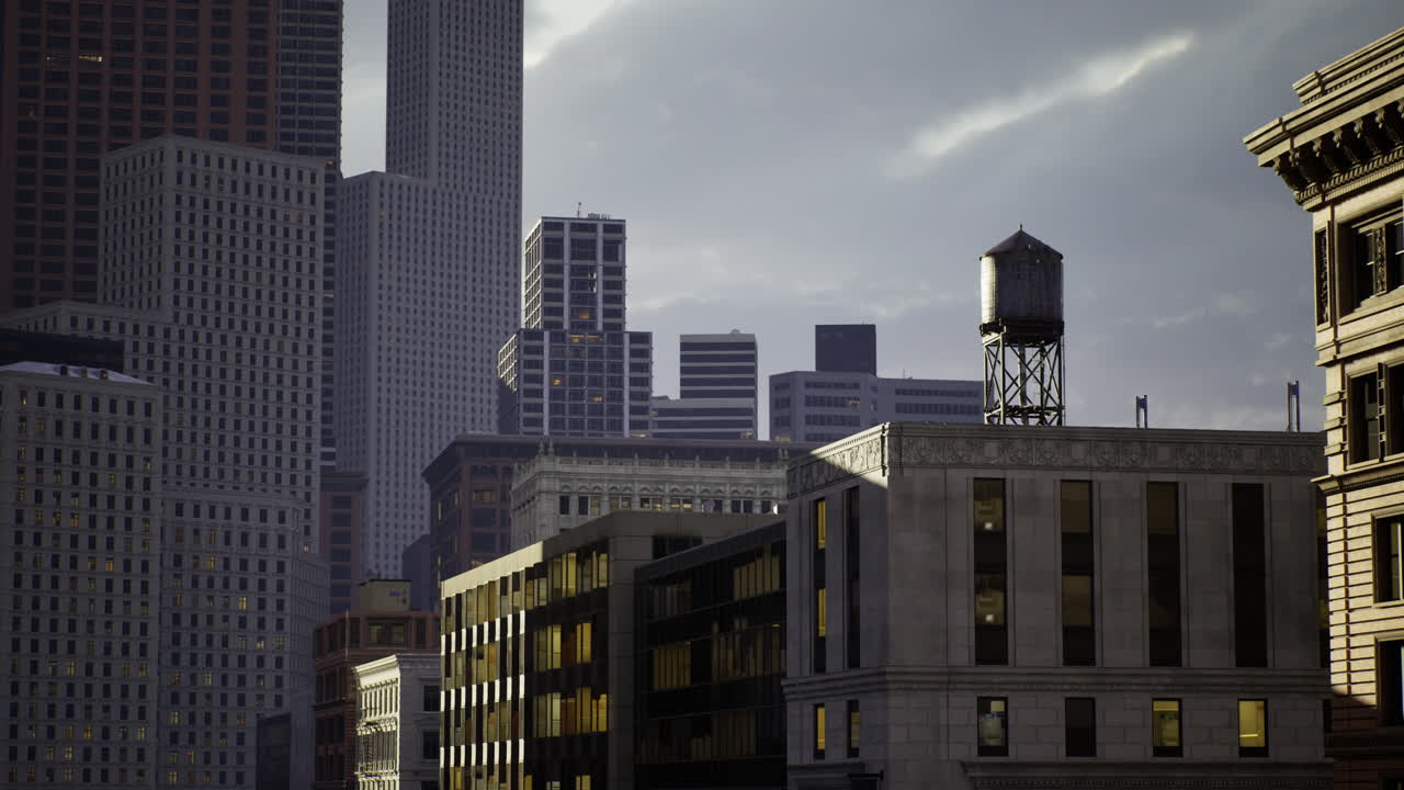 Urban skyline blends modern and historical architecture