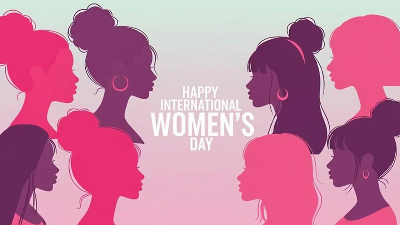 International women's day celebration with diverse female silhouettes