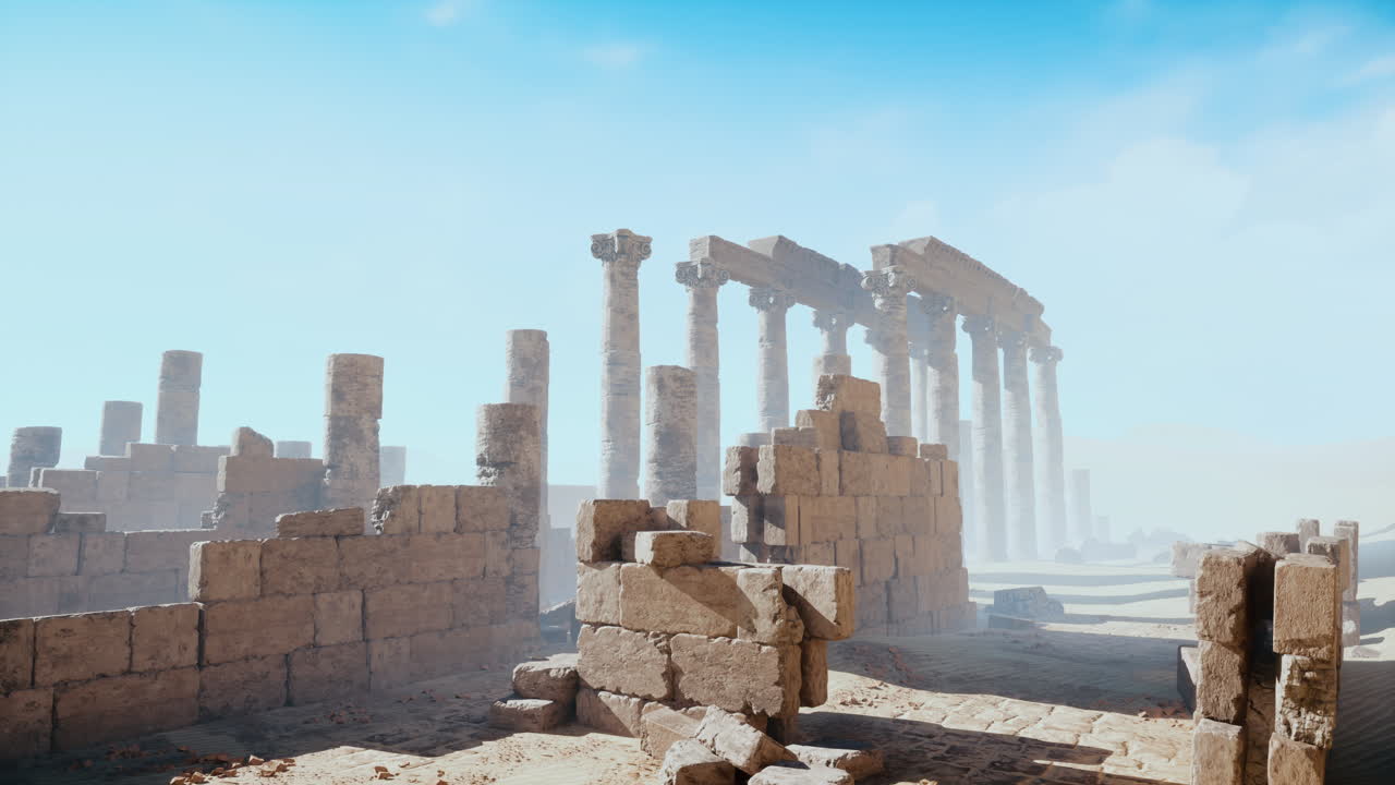 사막 에 있는 고대 유적 들