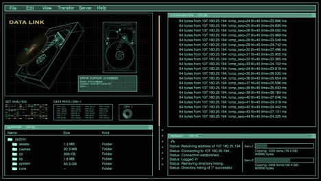 futuristic computer hacker software hud / fui