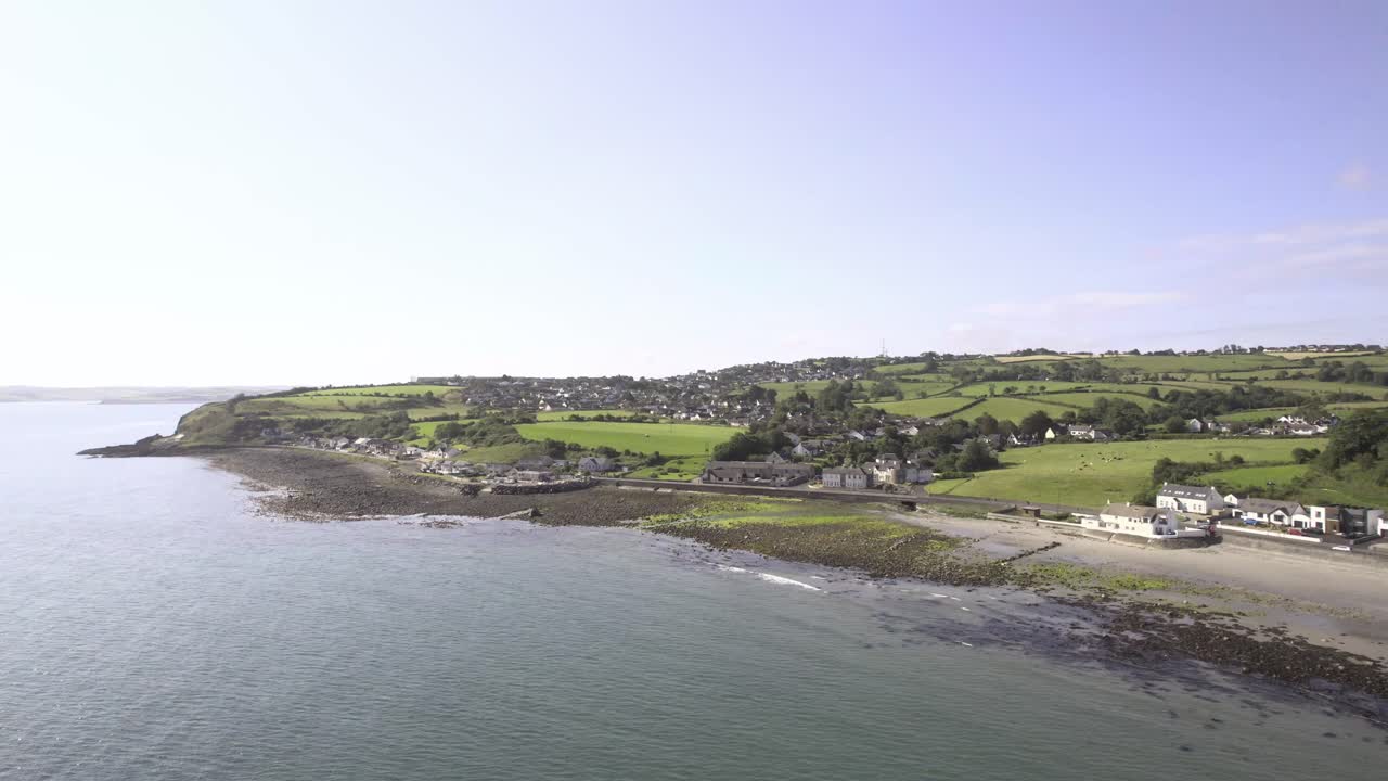 DJI Air 2S Northern Ireland, Antrim shoreline aerials, Drains Bay Beach, Larne harbor landscape, Irish Sea horizon, United Kingdom travel. 2025
