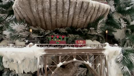 christmas toy train display for winter holidays