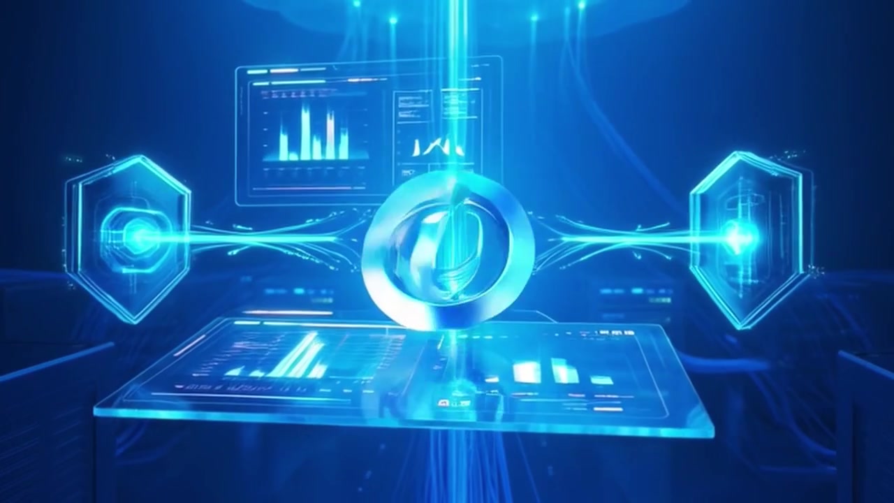 Digital Cloud Computing Infrastructure with Data Processing and Server Racks