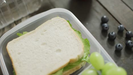 video of healthy packed lunch of fruit and vegetables