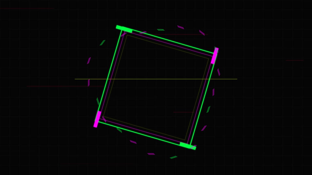 Abstract Rotating Square Frame with Digital Glitch Effects