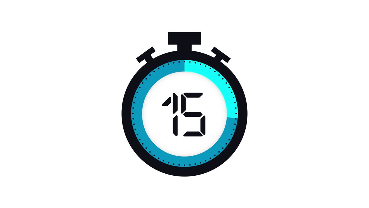 Colourful minimal countdown timer animation from 30 to 0 seconds. Modern flat design with animation on white background. High quality 4K video