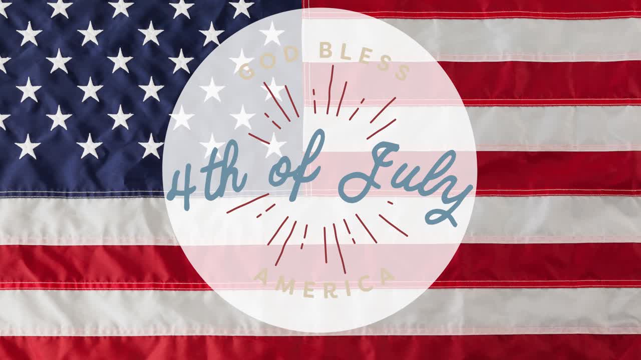 Animation of 4th of july text with over american flag