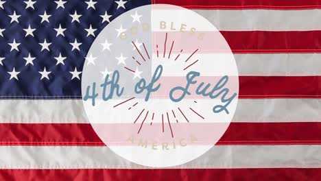 animation of 4th of july text with over american flag
