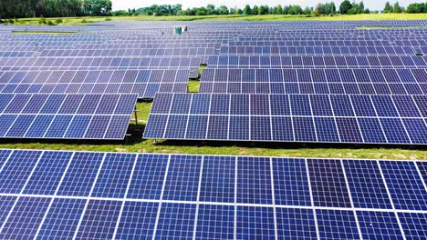 aerial view. top view on blue solar pannels. green energy. pannels on the roof.