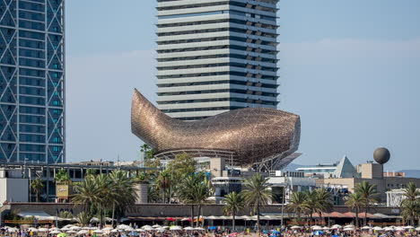 barcelona beach skyline viewed from the port