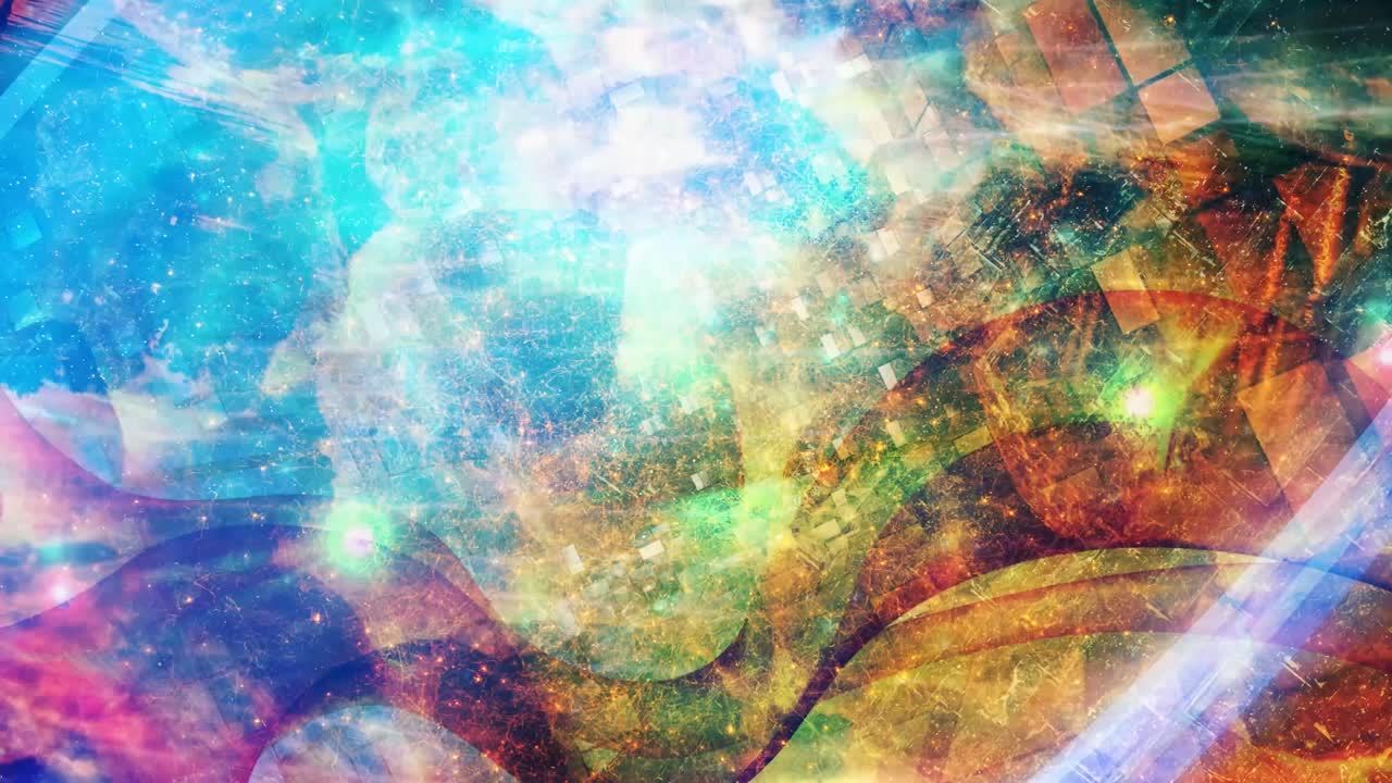 Nebbia astratta arancione e blu con luci scintillanti - Animazione di sfondo in movimento 4K in loop continuo e senza interruzioni