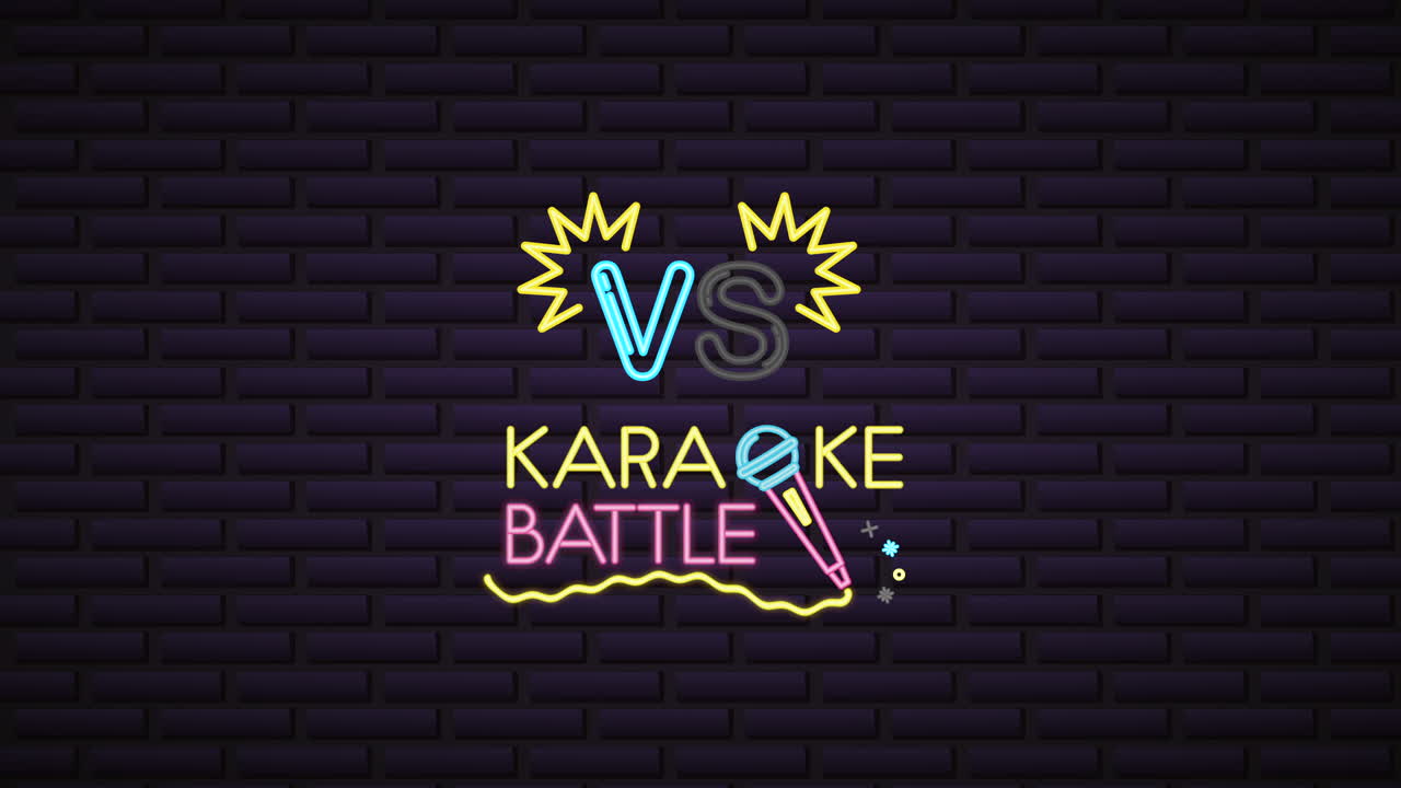 pared con etiqueta de karaoke de luz de neón