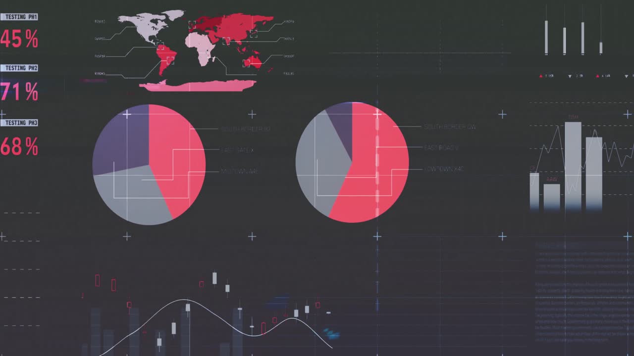 animación del procesamiento de datos estadísticos contra un fondo gris