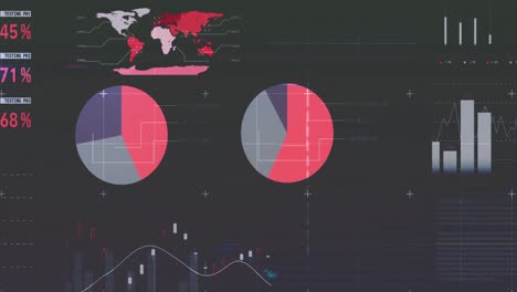 animation of statistical data processing against grey background