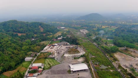 industrial facility sand processing site in muntilan, indonesia, aerial view