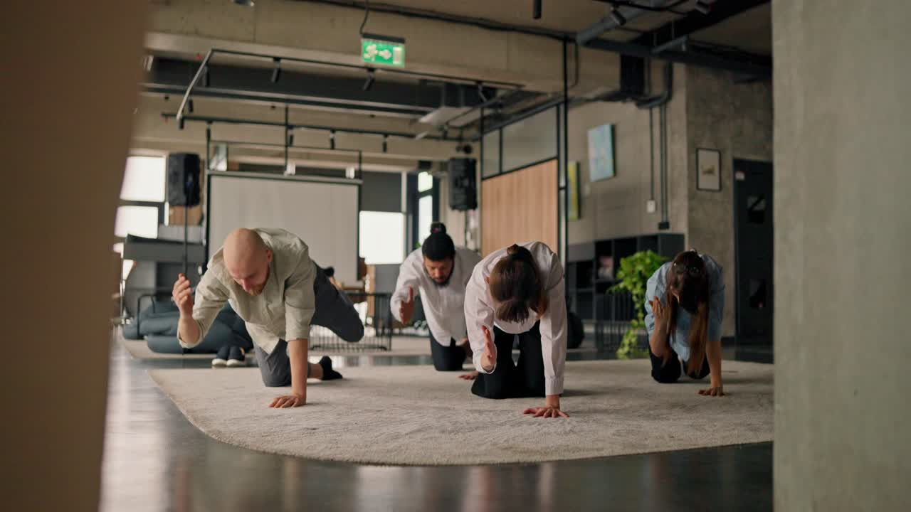Office Employees Doing Yoga Exercises