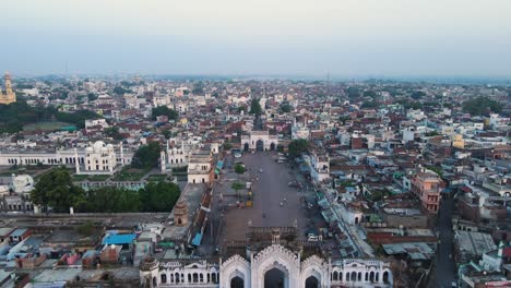 stunning aerial view of chota imambada, with the grand structure highlighted by soft morning light.