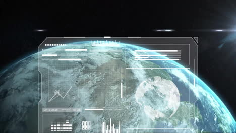 animation of data processing over globe on black background
